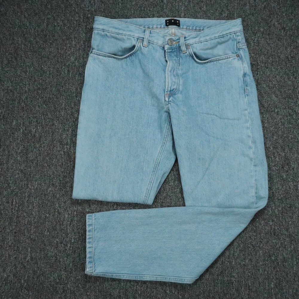 Asket Jeans Mens 31x30 Blue The Washed Denim Straight 5 Pocket Light